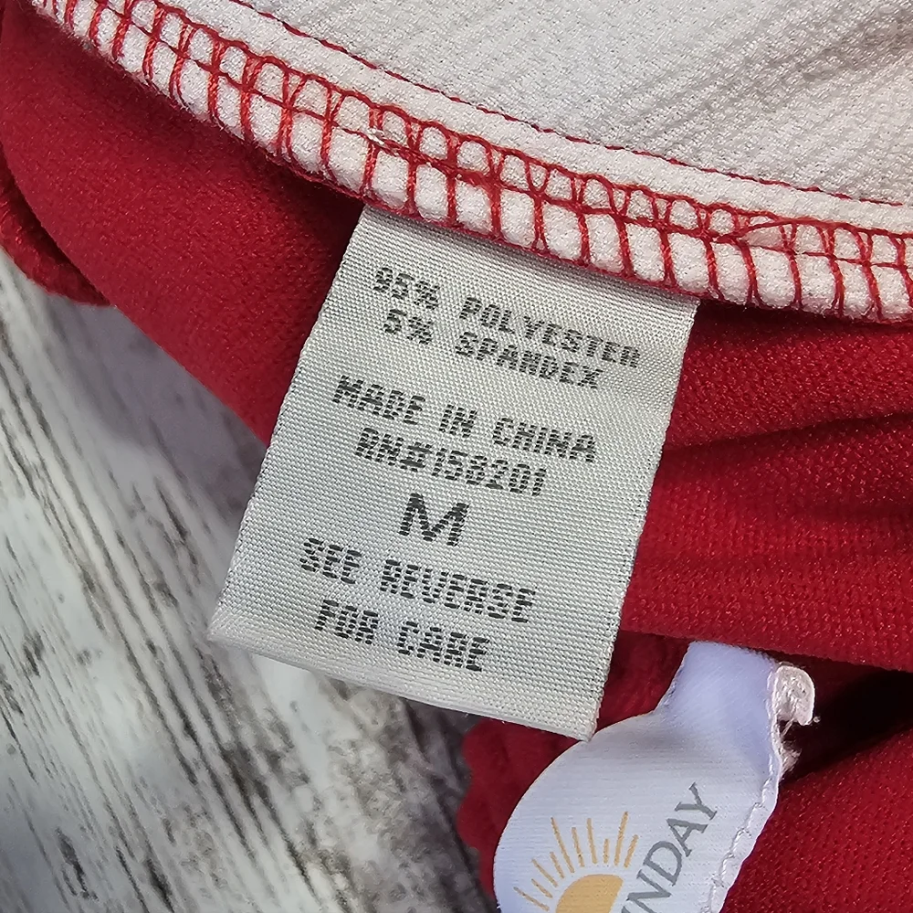 Lazy Sunday Chicago Snap Button Tear Away Womens Wide Leg Sweat Pants Red White - Picture 6 of 8